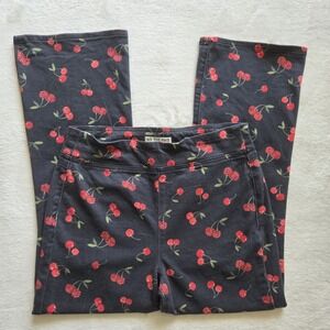 We The Free In My Feelings Cherry Print Mid Rise‎ Flare Pants Sz Med Flaws